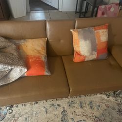 Brown Faux Leather Futon 