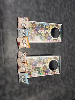 Rick And Morty Tabletop Cornhole Bean Bag Game x2 10" W/Character Bags Mini Game