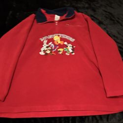 Mens 2XL Vintage Warner Bros Looney Tunes 1/4 Zip Fleece Sweatshirt