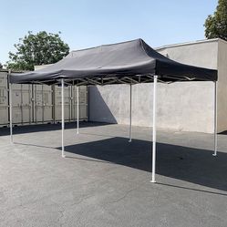 Brand New $185 Heavy-Duty 10x20 ft Popup Canopy Tent Instant Shade w/ Carry Bag Rope Stake, Black/Red