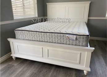 Ck White Alina Bed With Ortho Mattress Included!!