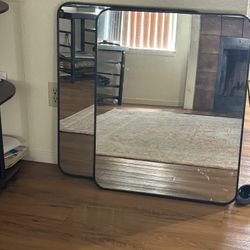 Black Frame Mirrors – $15 Each or $25 for Both | Minimal Modern Look | Gently Used | Great for Bedroom, Entryway, or Decor Accent