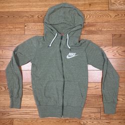 Vintage Nike Women’s Heathered Green Full Zip Hoodie Sweatshirt Size XS