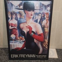 vintage art print titled "Dinner Party" by artist Erik Freyman. 25x37