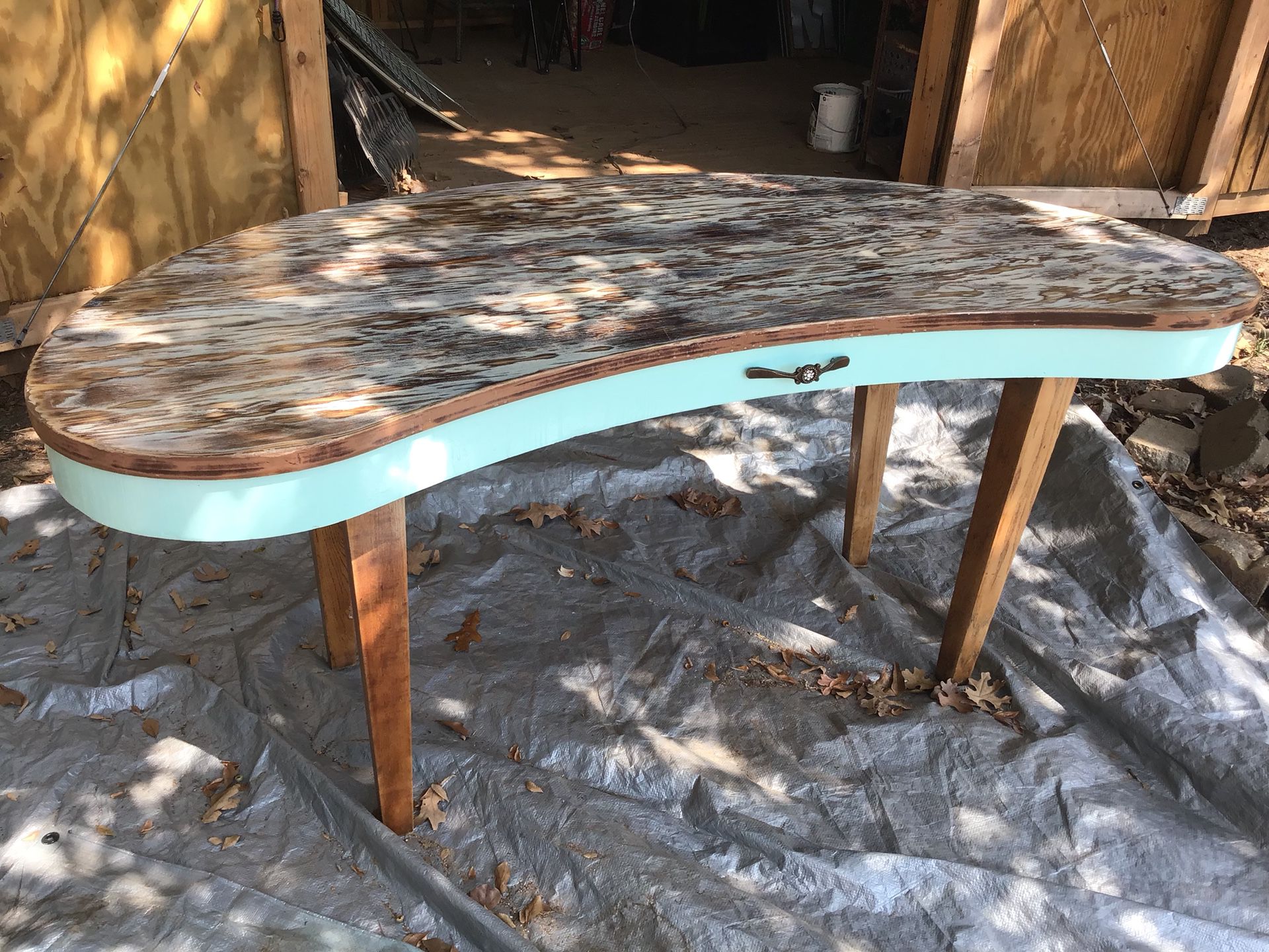 Large Hand Painted Kidney Shaped Desk