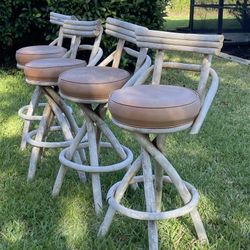 Set of 4 Vintage 1980s Swivel Bar Stools – Unique Design !