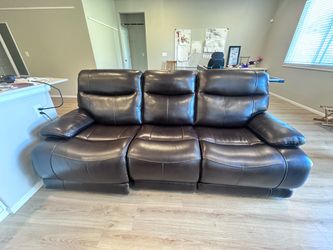 Carey leather power reclining sofa with power headrest