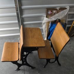 Antique Wooden School Desk