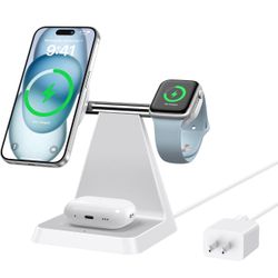Magnetic Wireless Charger Station for iPhone AirPods And Apple Watch 3-in-1 Fast Charging Station