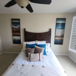 2 Large Boat/Water Painted Canvas Wall Paintings