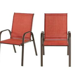 StyleWell Mix and Match Brown Steel Sling Outdoor Patio Dining Chairs (2-Pack) - New in Box