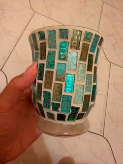 Mosaic Glass Candle Holder Vase