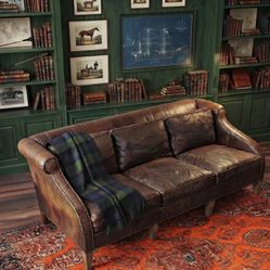 Classic Roll-Arm Brown Leather Sofa - Drexel Heritage
