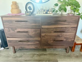 Walnut Dresser with Brass Handles