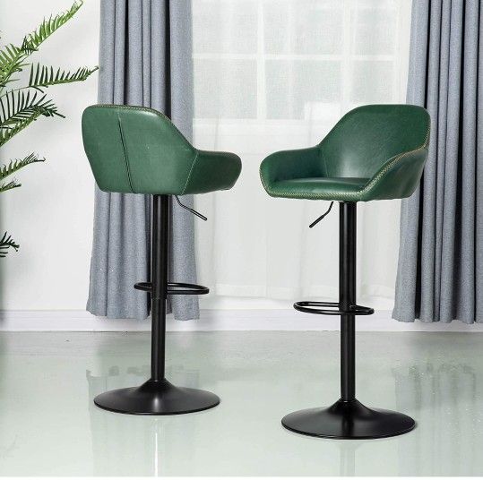 Glitzhome Mid Century Bar Stools Set of Vintage Swivel Leather