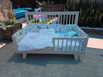 Crib converted to daybed