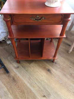 Wooden End Table with Drawer and Shelves