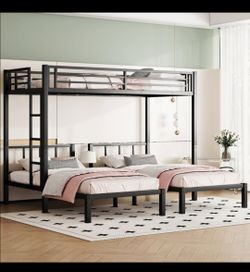 Twin over Twin & Twin Bunk Beds for 3, Twin XL over Twin & Twin Bunk Bed Metal Triple Bed