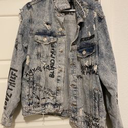 Printed Men’s Denim Jacket, Medium Size