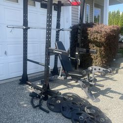 Heavy duty inspire squat rack,bench and weights