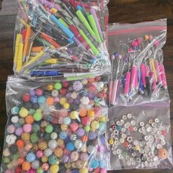 100+ Pens, Stylus Pens, Beads & Spacers – Mixed Styles & Colors!