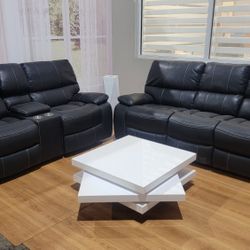 Sofa And Loveseat Reclining Padding Leather New
