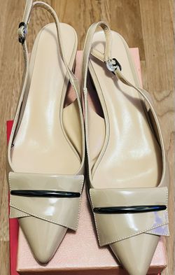 Brand New Women's Slingback Pointed Toe Block Chunky Low Heel Pumps Shoes with Buckle - Size 10