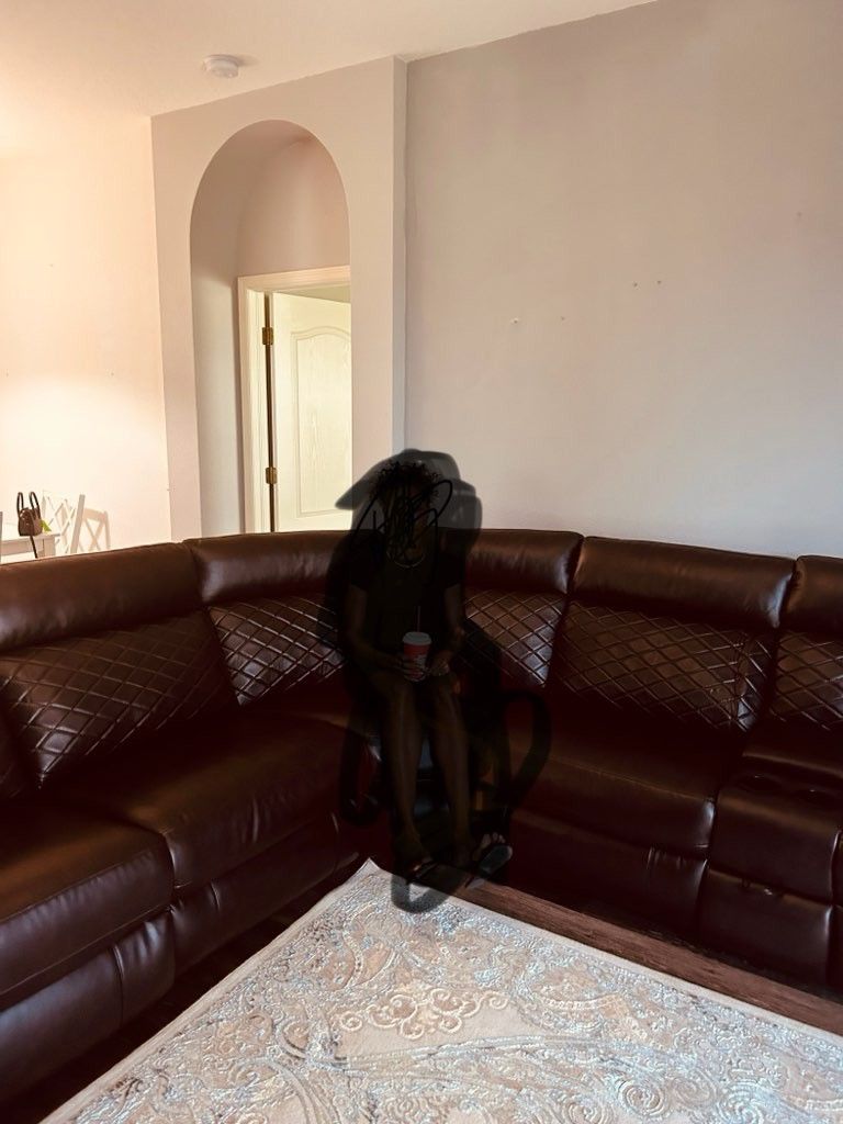 Walnut Leather Recliner Sectional 