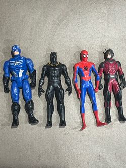 Marvel lot of 4 figures 6” tall Captain America & Antman & Spiderman & Panther