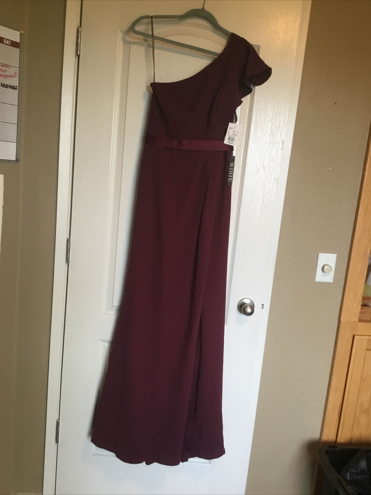 NWT White By Vera Wang Bridesmaids Dress One Shoulder Color Wine Size 6