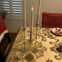 Flameless Candles & Candlesticks (set Of 3)