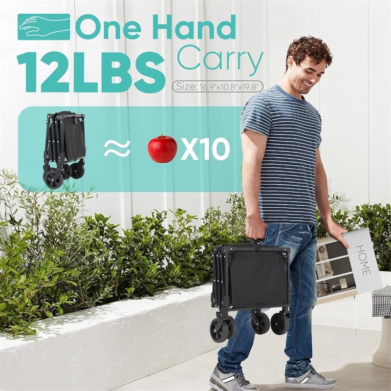 220LBS Collapsible Wagon Heavy Duty 120L Large Capacity, Foldable Wagon Cart With All Terrain Wheels, Lightweight Folding Wagon For Grocery, Sho Outdoor toys & Games