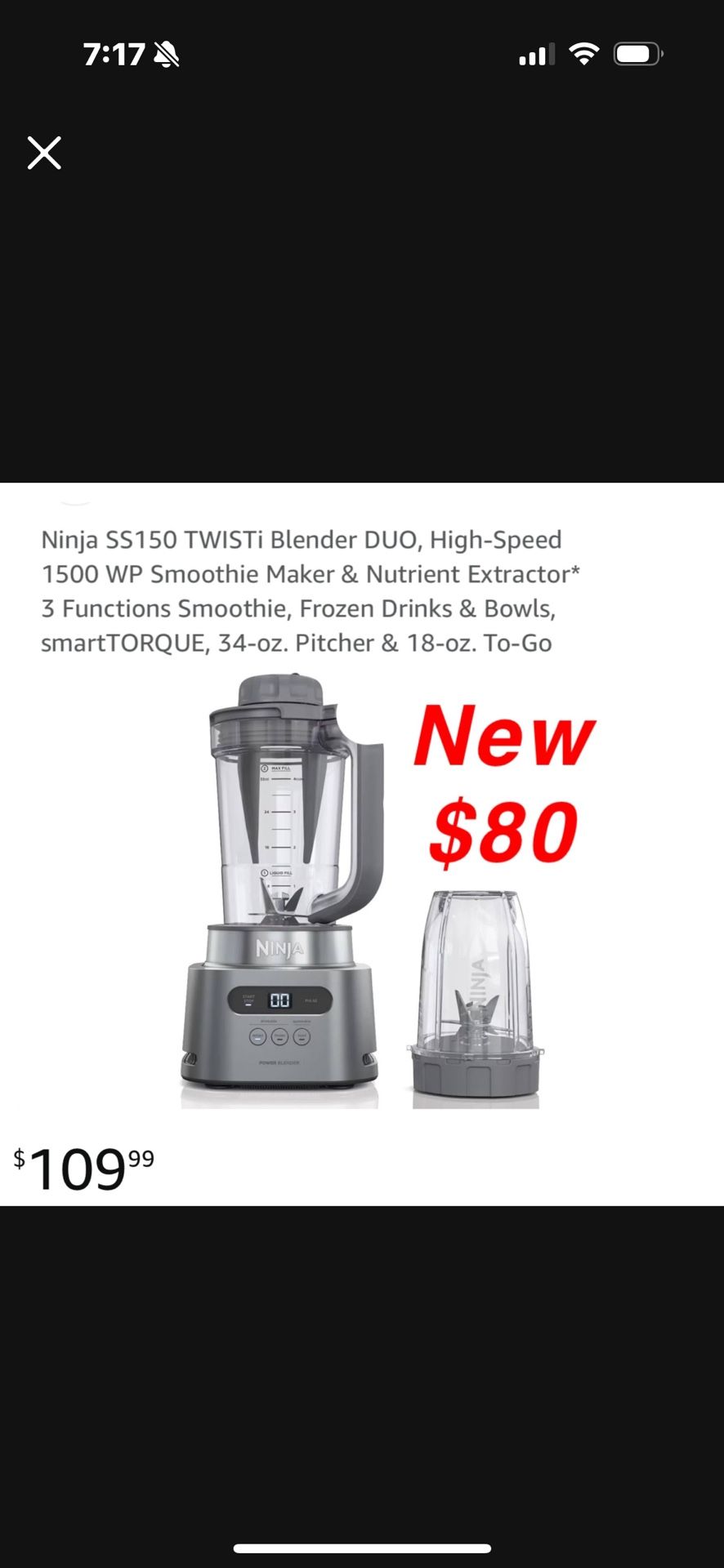 New New TWISTi Blender DUO, High-Speed 1500 WP Smoothie Maker & Nutrient Extractor* 3 Functions Smoothie, Frozen Drinks & Bowls, smartTORQUE, 34oz$80