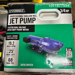 Everbuilt 3/4 jet pump brand new