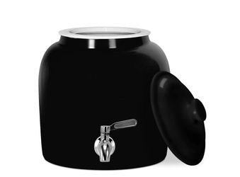 Reduced-Minor Scratches on the side GEO Black Porcelain Ceramic Crock Water Dispenser for 3-5 Gallon Bottles