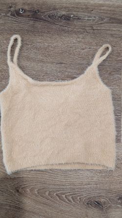 Kendall & Kylie Cream Fuzzy Camisole Sz S
