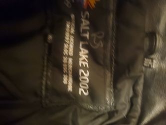 VTG  2002 Salt Lake City Winter Olympics  Leather Bomber Jacket XL  Flag Patch SLOC
