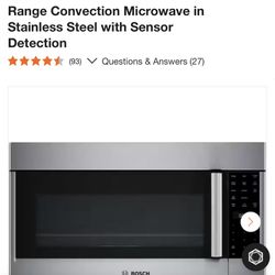 Bosch 800 Series 30 in. 1.9 cu. ft. Over-the-Range Convection Microwave in Stainless Steel with Sensor