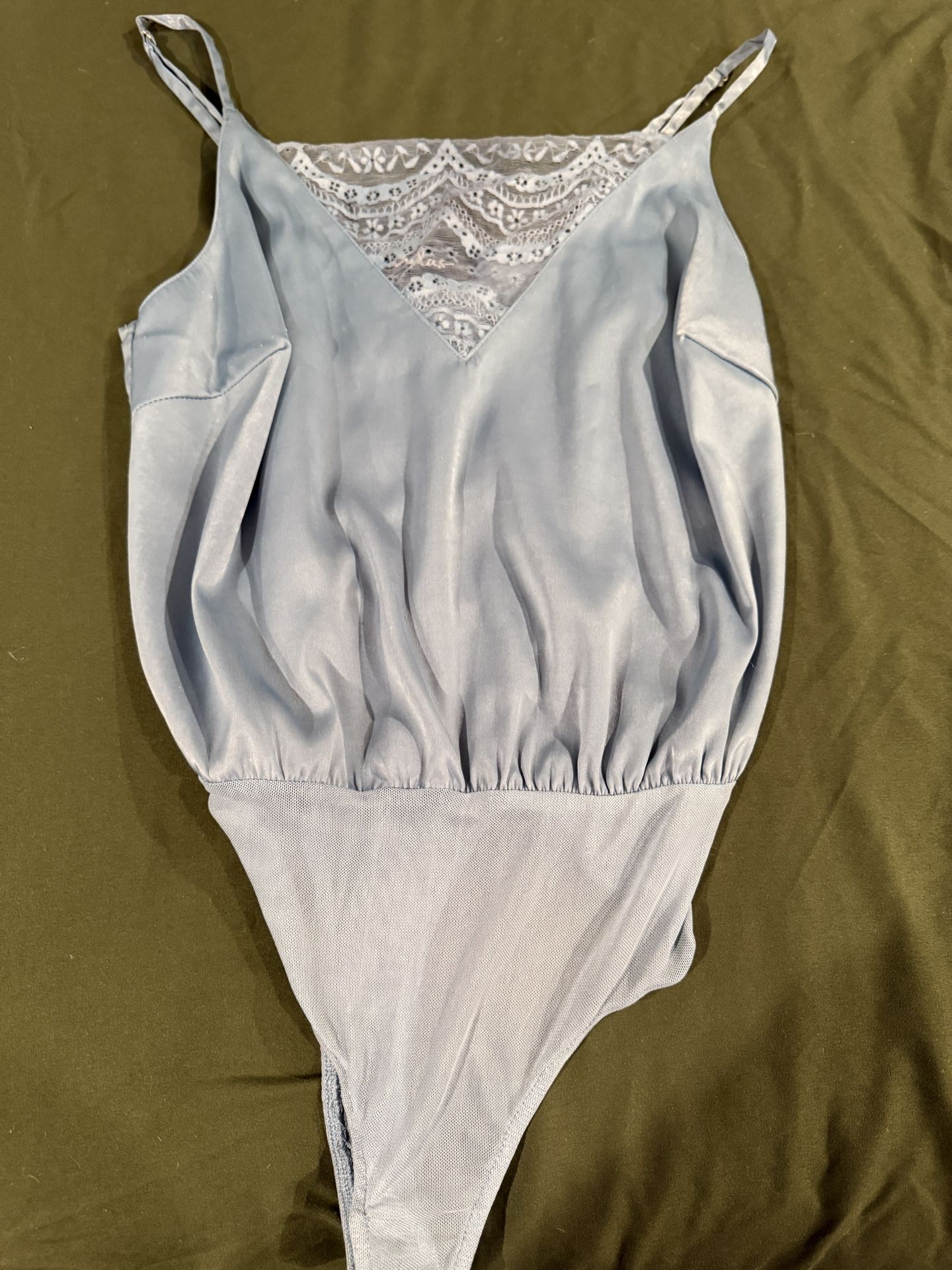 Women’s Blue Silk Lace Bodysuit