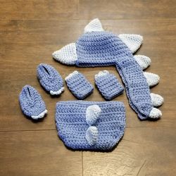 Dinosaurs Set Includes Hat, Diaper cover, Mittens and Booties 