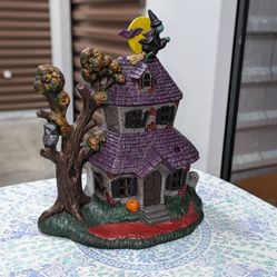 Hand Painted 15" Ceramic Haunted House Halloween 