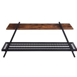 45.27 in. Rustic Brown Rectangle MDF Modern Nesting Coffee Tables with Black Metal Leg