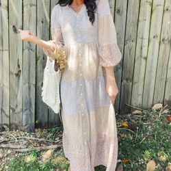 Prairie Rose Farm Maxi Dress In Multi Large  Festival Cottage Cottagecore Fairy Fairycore  Renaissance fair