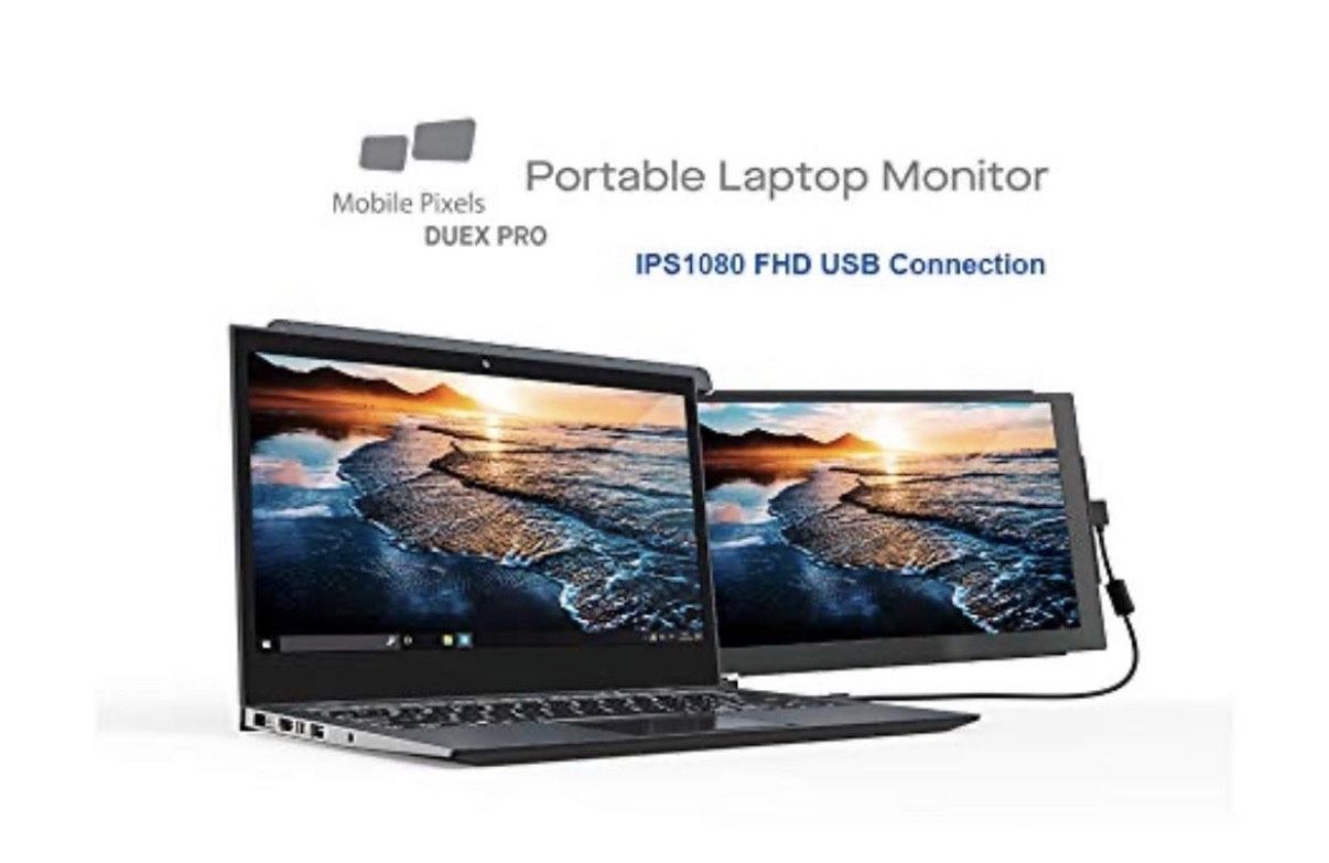 Portable Monitor for Laptops - Mobile Pixels 12.5" Trio Screen Extender for 13"-14" laptops, 1080P Full HD IPS Screen,USB A/ Type-C Plug and Play
