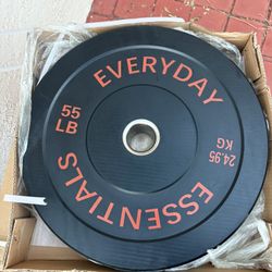 55 LB, 35 lb Black Olympic Bumper Plates – Steel-Hub Rubber Plates BRAND NEW