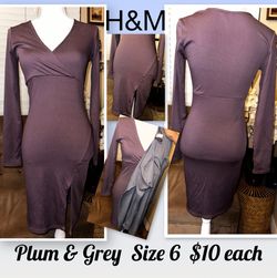 H&M Ribbed Wrap Midi Dress Size 6