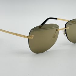 CARTIER SANTOS DE CARTIER AVIATOR RIMLESS GOLD SUNGLASSES NEW 100% GENUINE $1425