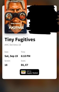 Movie tickets Tiny Fugitives
