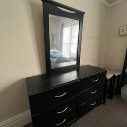 Dresser With Mirror And Cube Organizers 