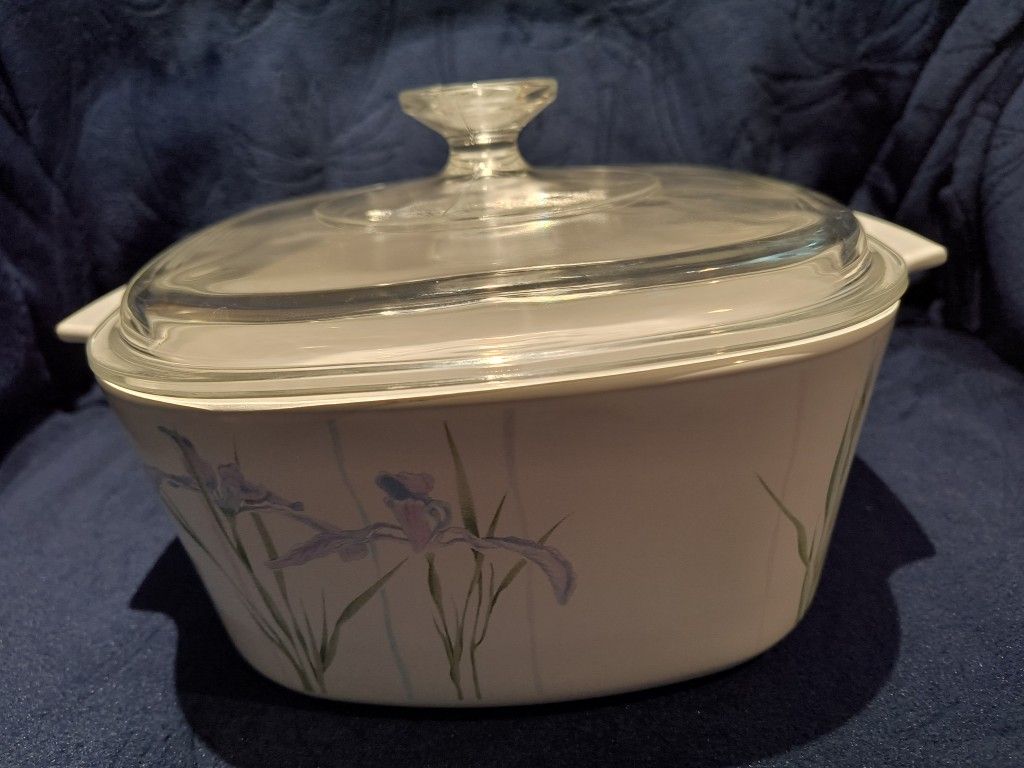Corningware Large Casserole Dish With Lid, Shadow Iris Design